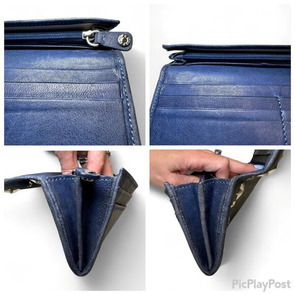 Jimmy Choo Navy Blue Long Leather Wallet with Silver Star Studs - Picture 14 of 16